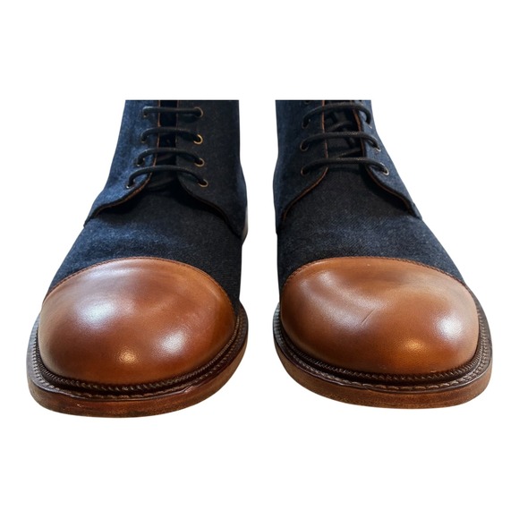 Taft Mens Cap Toe Lace Up Boots Denim Blue Leather Ankle Dress Boots - Picture 5 of 15